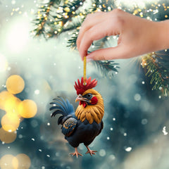1pc Rooster Christmas Car Pendant Acrylic Tree Rearview Mirror Decoration Gift