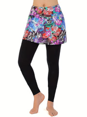 Floral Print Stretch Tennis Leggings