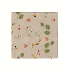 Floral Square Scarf with Green Leaves & Orange Flowers