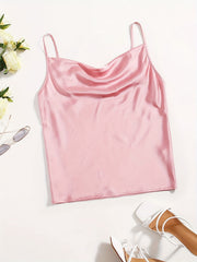 Solid Cowl Neck Cami Top for Club & Party