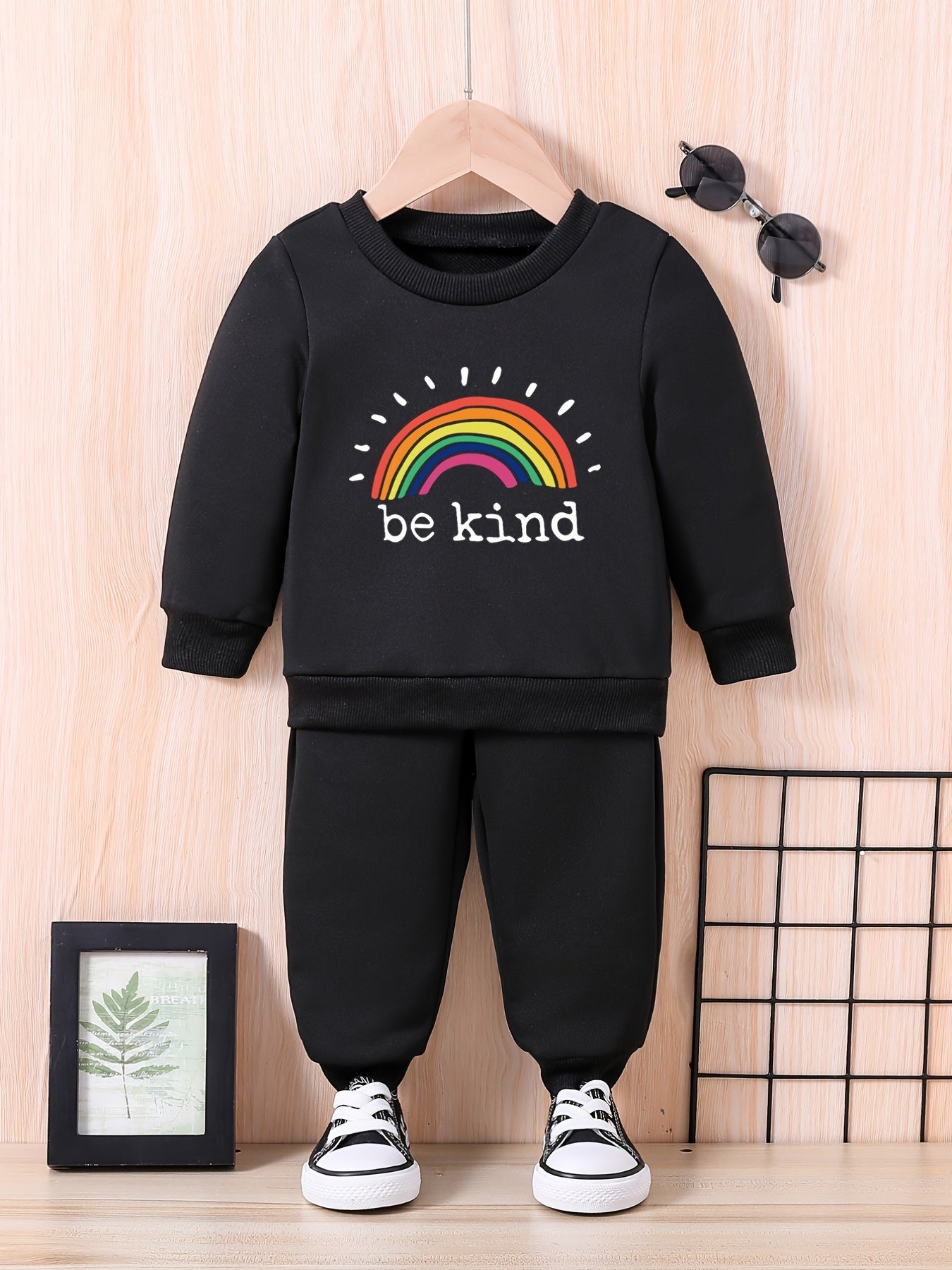 Rainbow Series Graphic Baby Sweatshirt Pants Set