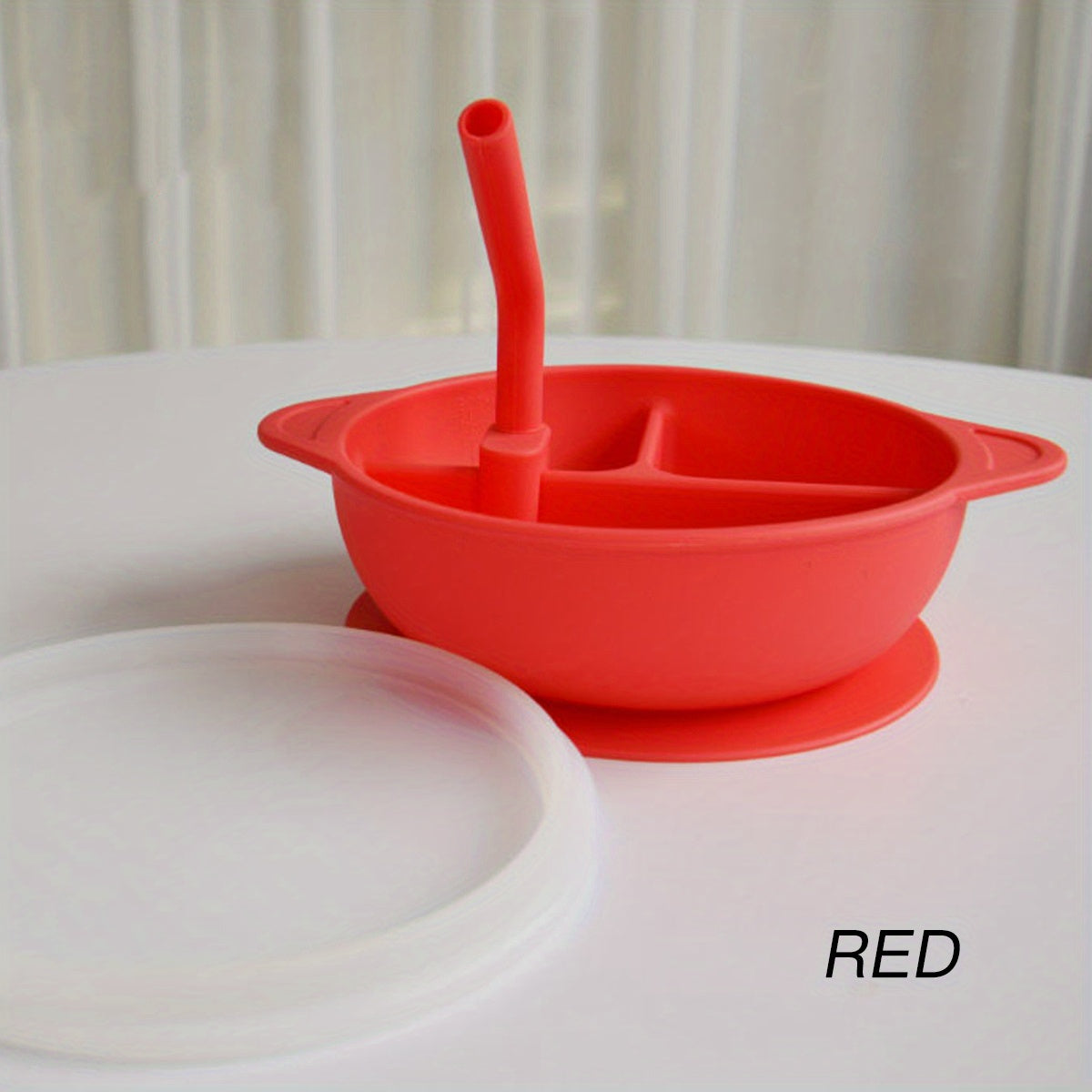 Baby Divided Bowl With Straw Silicone Suction Cup