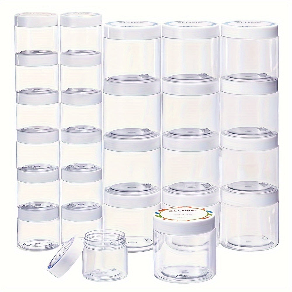 24pcs Empty Slime Containers 12 6oz and 12 2oz Plastic Jars with Lids and Labels