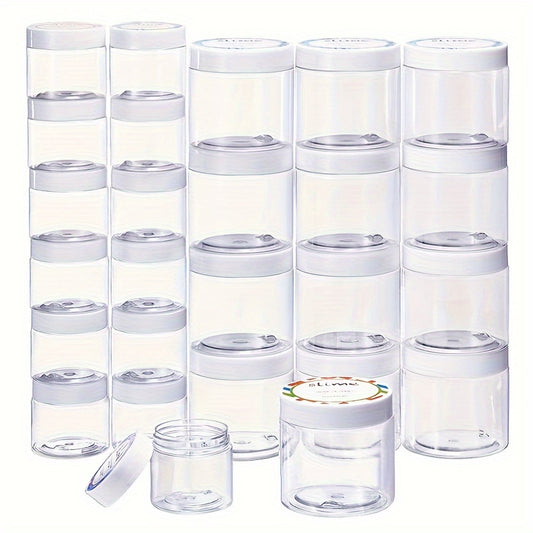 24pcs Empty Slime Containers 12 6oz and 12 2oz Plastic Jars with Lids and Labels