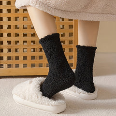 5 Pairs Fuzzy Socks Warm Mid Tube Women's Stockings & Hosiery