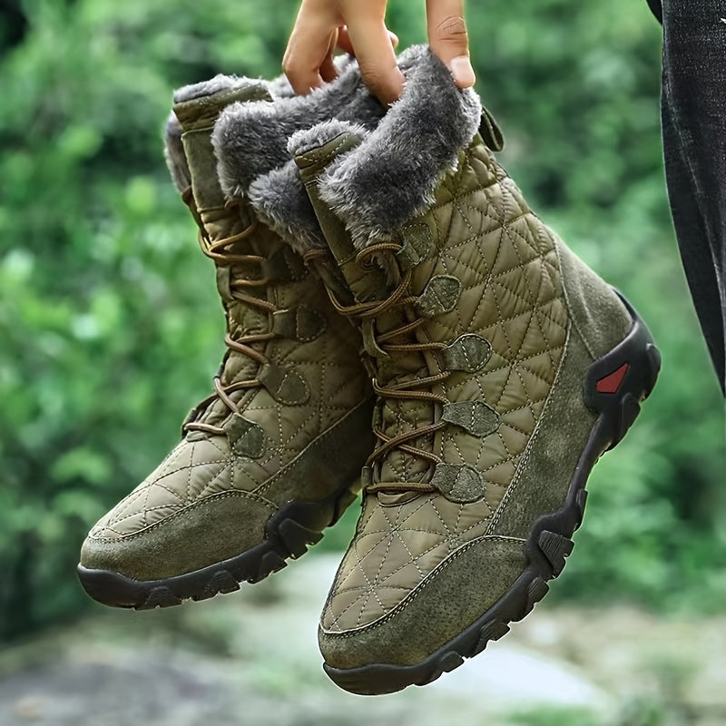 EXSHERO Men's Snow Boots Warm Fleece Outdoor Winter Shoes