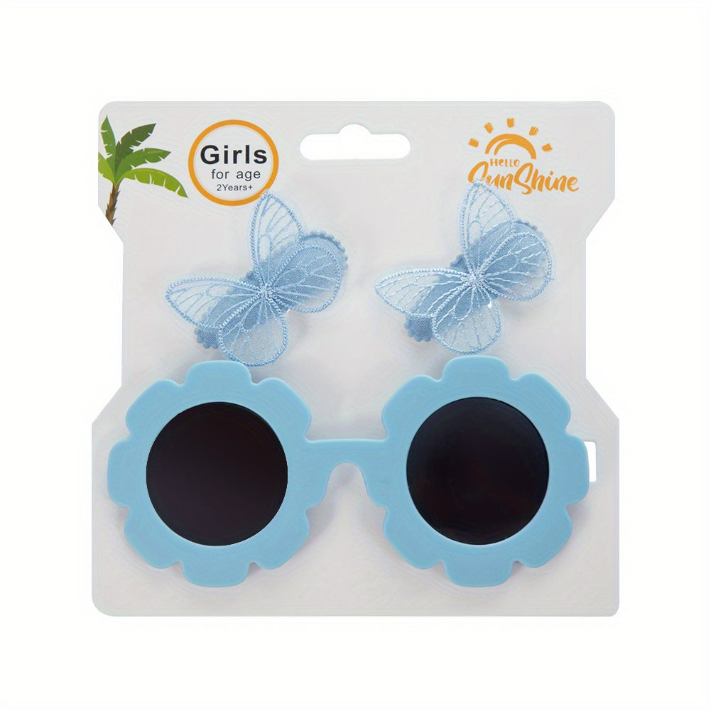 Kids Sunglasses & Butterfly Hair Clip Set