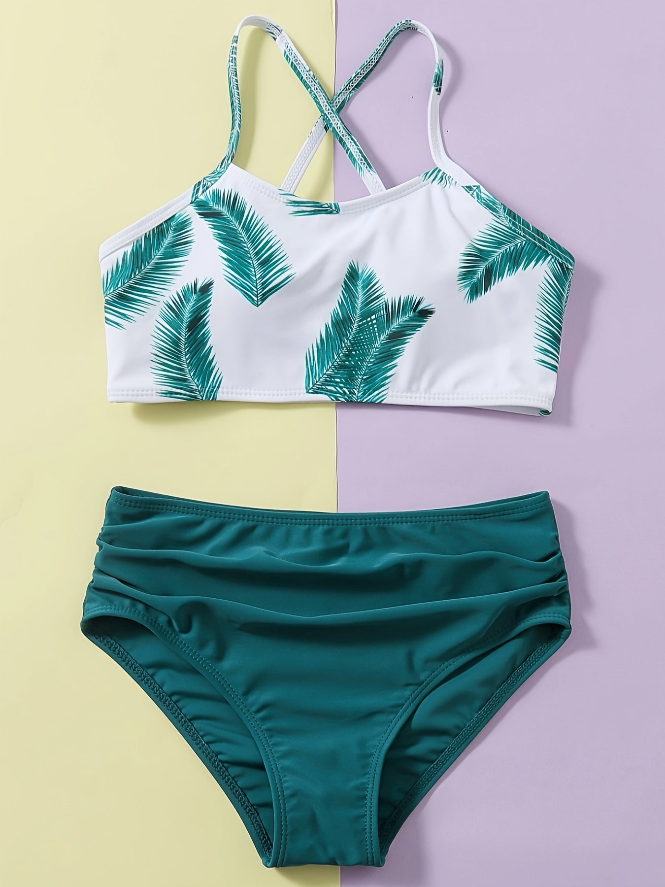 Girls 2pcs Bikini Swimsuit Set Stretchy Bathing Suit