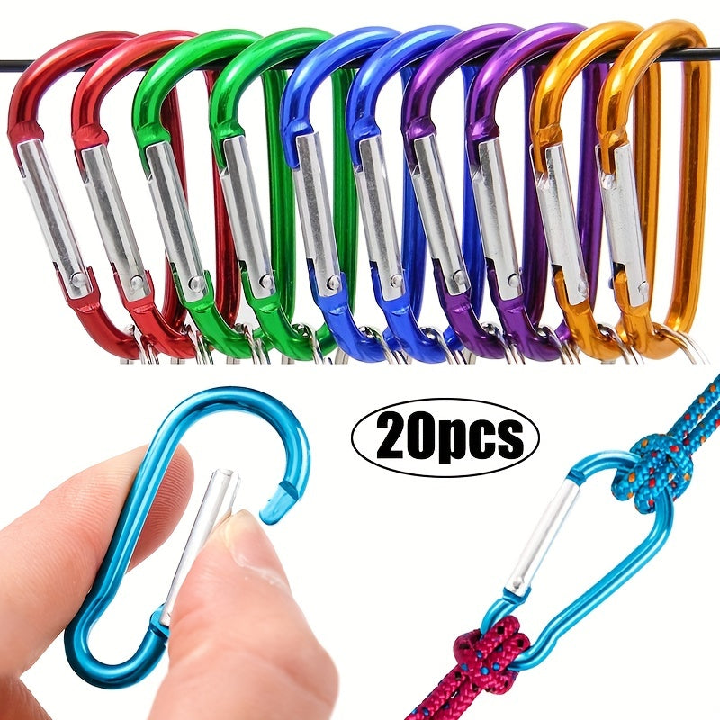 20pcs Mini Carabiner Keychain Aluminum Alloy D Ring Buckle with Spring Snap Clip