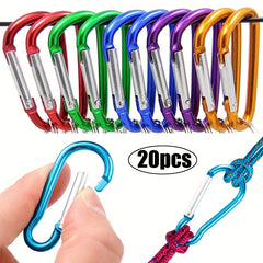 20pcs Mini Carabiner Keychain Aluminum Alloy D Ring Buckle with Spring Snap Clip