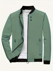 Men's Stand Collar Windbreaker Zip Up Jacket