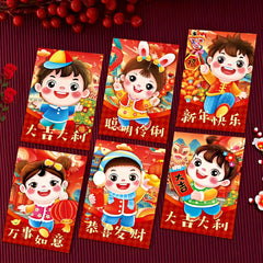 6pcs Chinese New Year Red Packets for Year Of The Dragon Celebrations