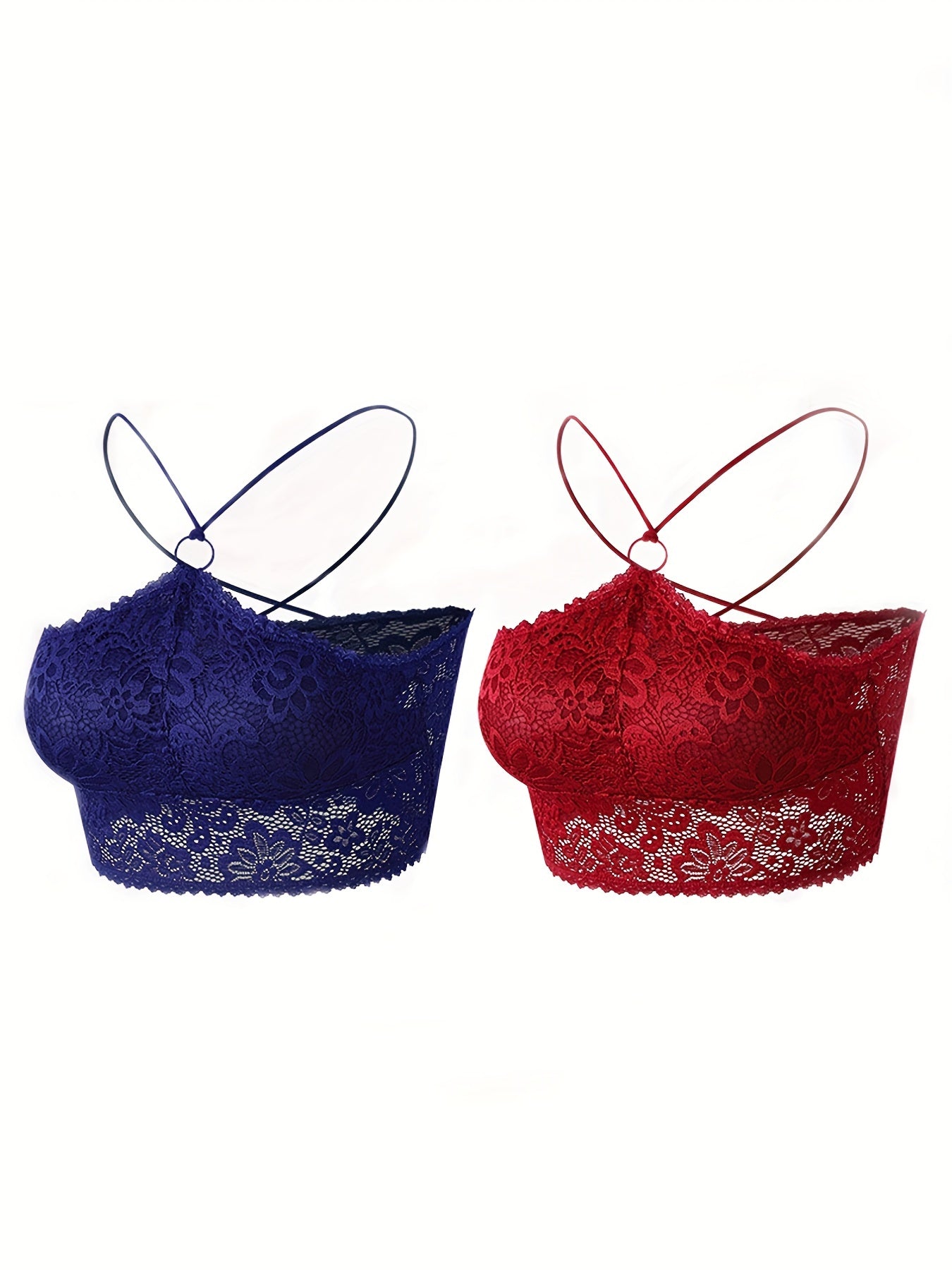 2pcs Girls Lace Halter Camisole Bras Soft Bralette
