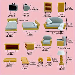 10pcs Furniture Mini Ornaments Home Decor Small Sofa TV Cabinet Bed Table Lamp