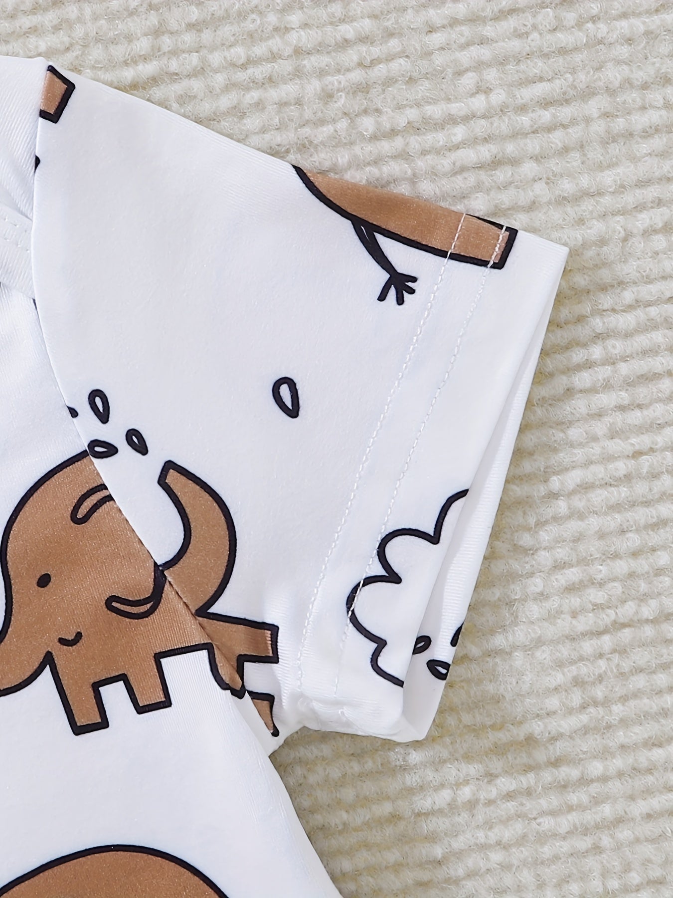 2pcs Baby Boys Elephant Graphic Onesie & Overalls Set