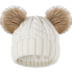 Toddler Winter Faux Fur Pom Beanie Hat For Kids
