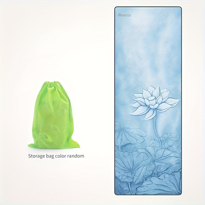 Non-Slip Flower Pattern Yoga Mat Towel Thin Breathable Absorbent Blanket