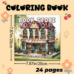 Charming Bookstore Coloring Book for Adults Intricate Designs Perfect Gift