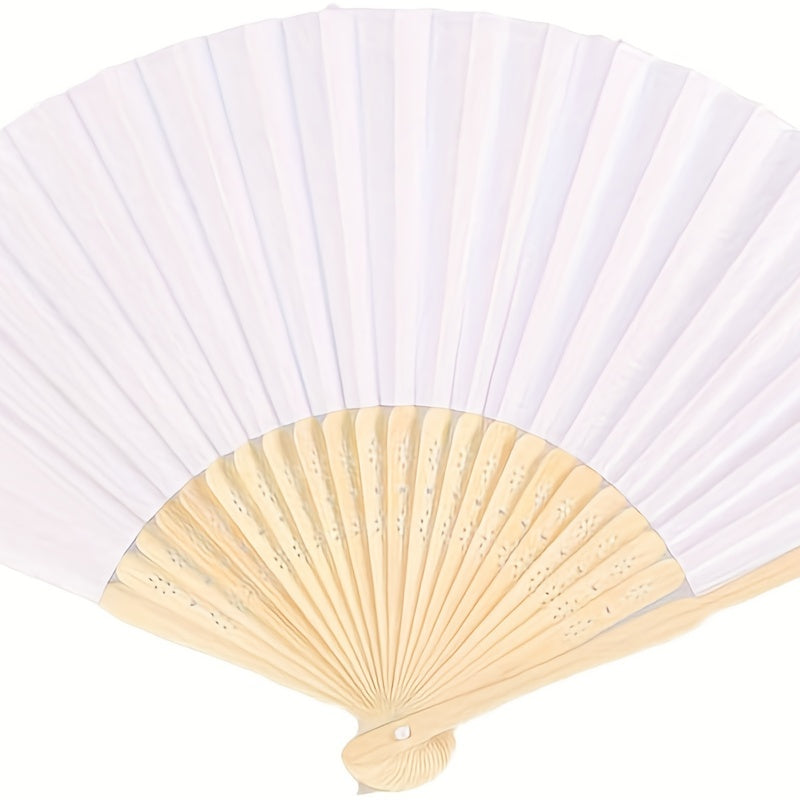 24pcs Paper Fans with Bamboos for Wedding Party Home