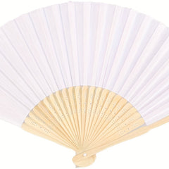 24pcs Paper Fans with Bamboos for Wedding Party Home