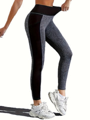 High Waist Skinny Yoga Pants with Mesh Stitching