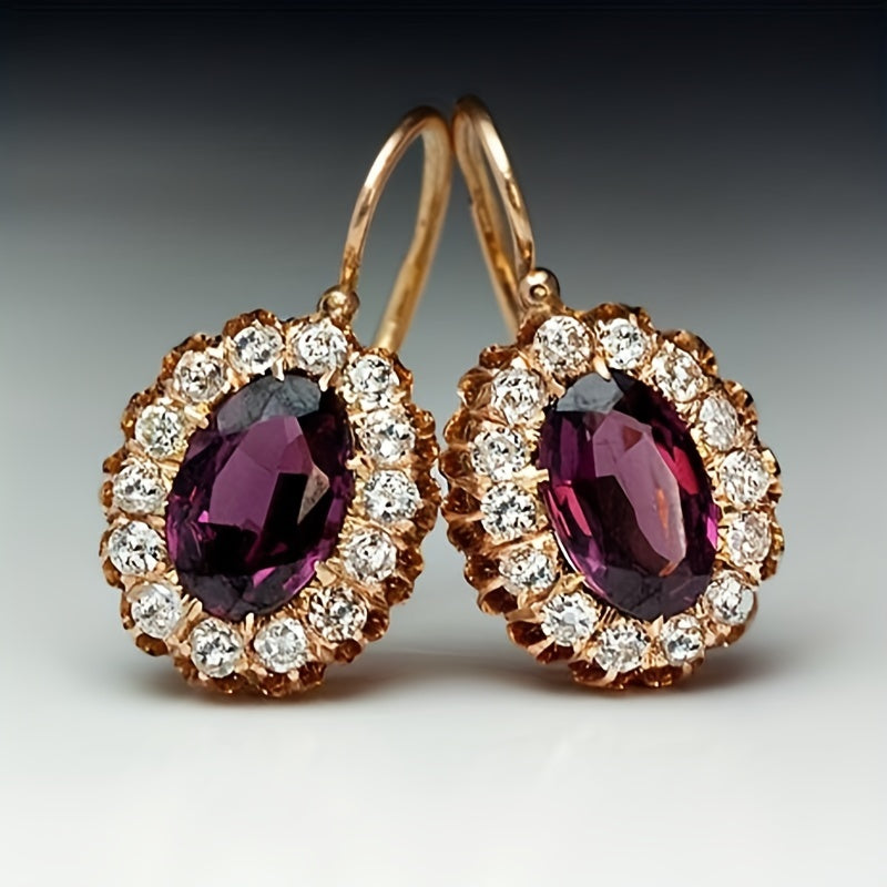 Rose Red Synthetic Gems Dangle Earrings Vintage Style Jewelry