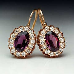 Rose Red Synthetic Gems Dangle Earrings Vintage Style Jewelry