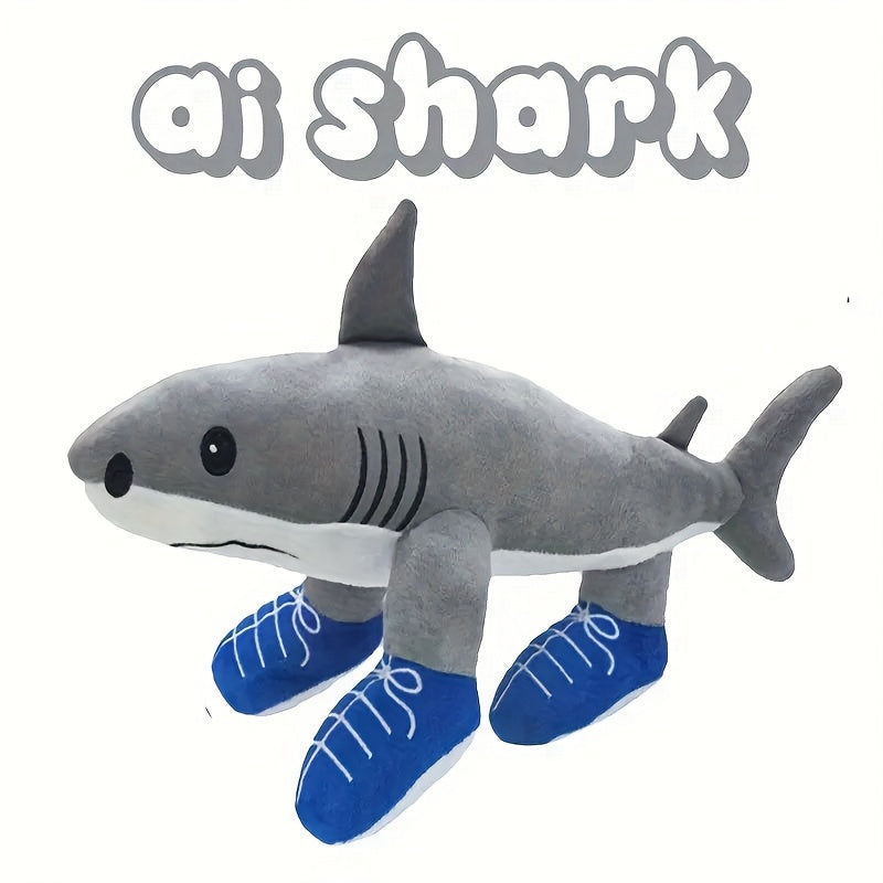 Three Legged Shark Plush Toy Soft Filler Grey Cartoon Style Home Decor Holiday G