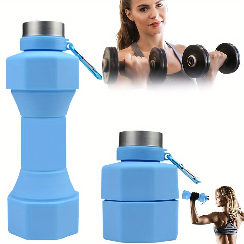 650ml Foldable Dumbbell Shaped Water Bottle Portable Silicone Water Cup