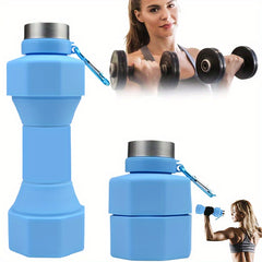 650ml Foldable Dumbbell Shaped Water Bottle Portable Silicone Water Cup
