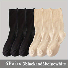 6 Pairs Warm Ribbed Socks Women's Stockings & Hosiery