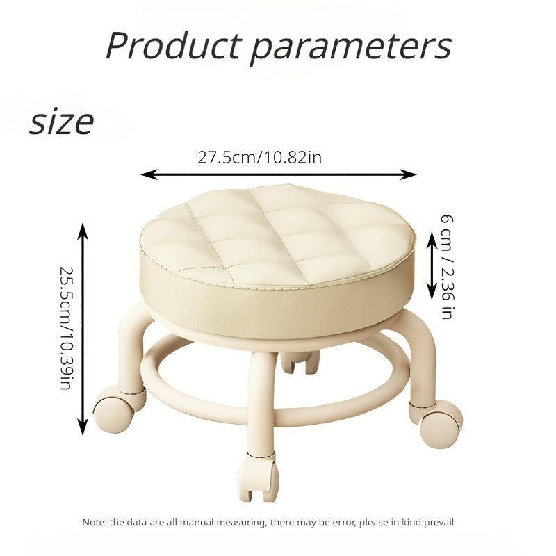 Round Rolling Stool Swivel Caster Toddler Stool Home Furniture