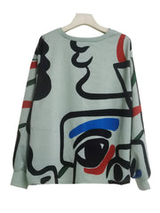 Women's Plus Abstract Print Sweatshirt & Tie Shorts Two Piece Set