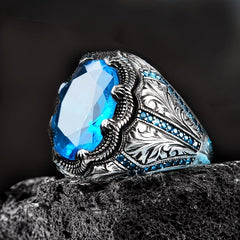 Men's Chunky Ring with Engraved Rhinestone