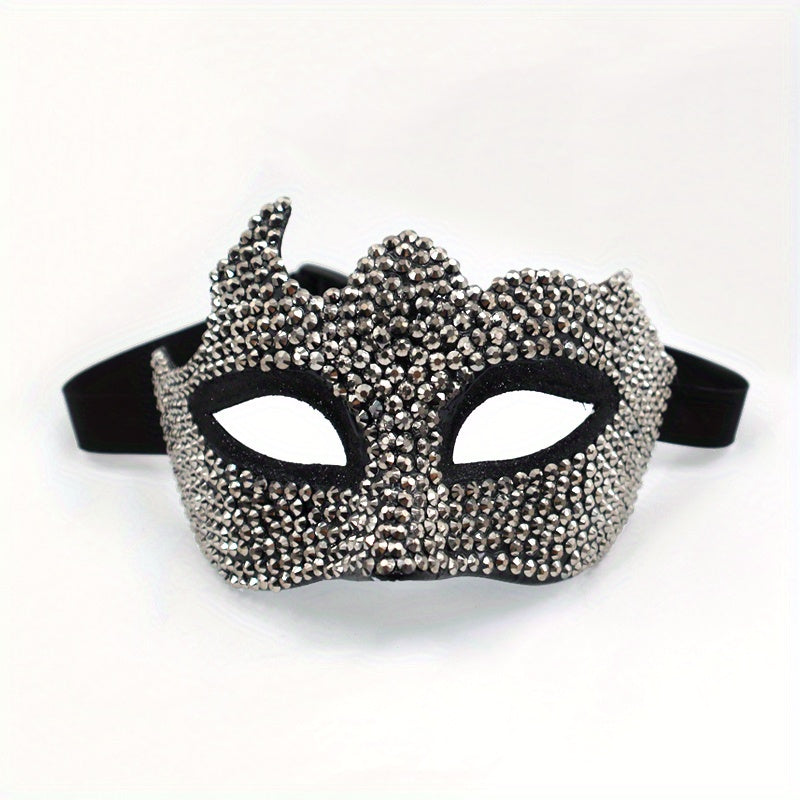 Men's Rhinestone Half Face Mask Halloween Party Dress Up Adornment