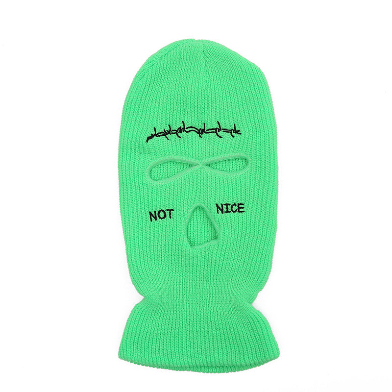 Embroidered Funny Hat 3 Hole Ski Mask Winter Warm Windproof Mask