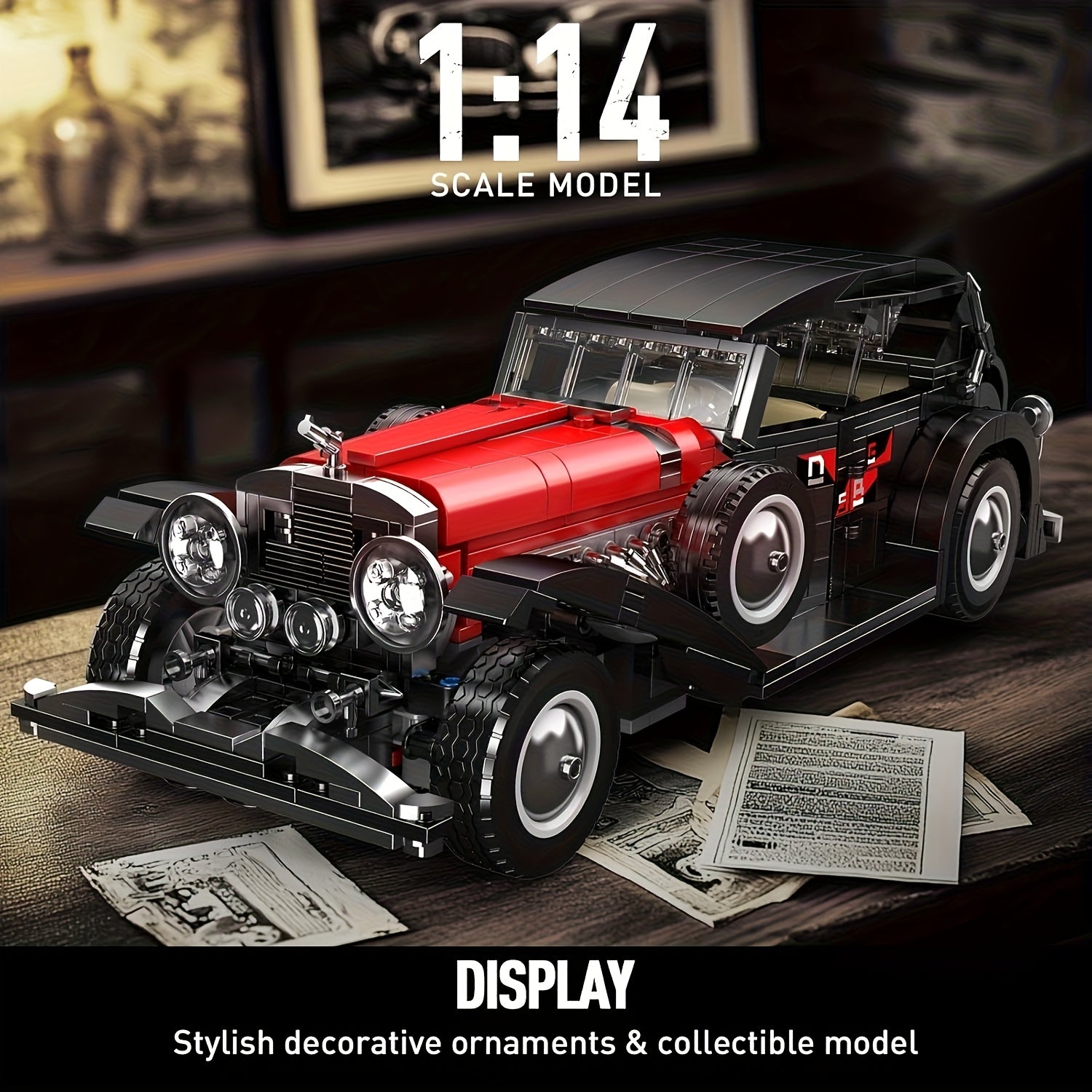 2000pcs Retro Sports Car Building Blocks Set High Detail Model Toy for Adults