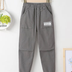 Boys Cotton Cargo Pants Elastic Waistband Kids Clothes