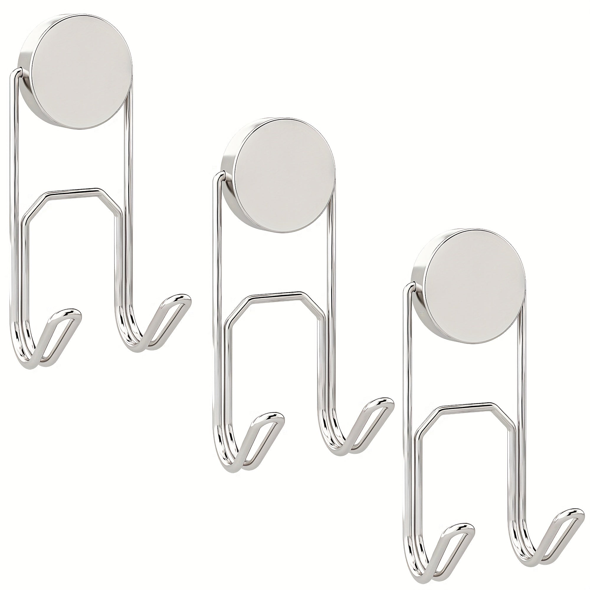 3pcs Strong Magnetic Double Hooks 25mm Base Heavy Duty Hooks for Hanging