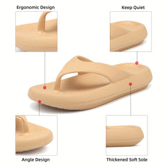 Women's Solid Non-Slip Lightweight Flip Flops Thick Sole Beach Summer Slippers