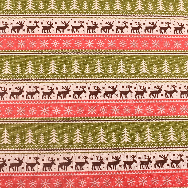 Christmas Series Cotton Linen Fabric DIY Quilting Sewing Material 50cmx152cm