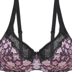 Contrast Lace Floral Print Bra Sexy Bralette