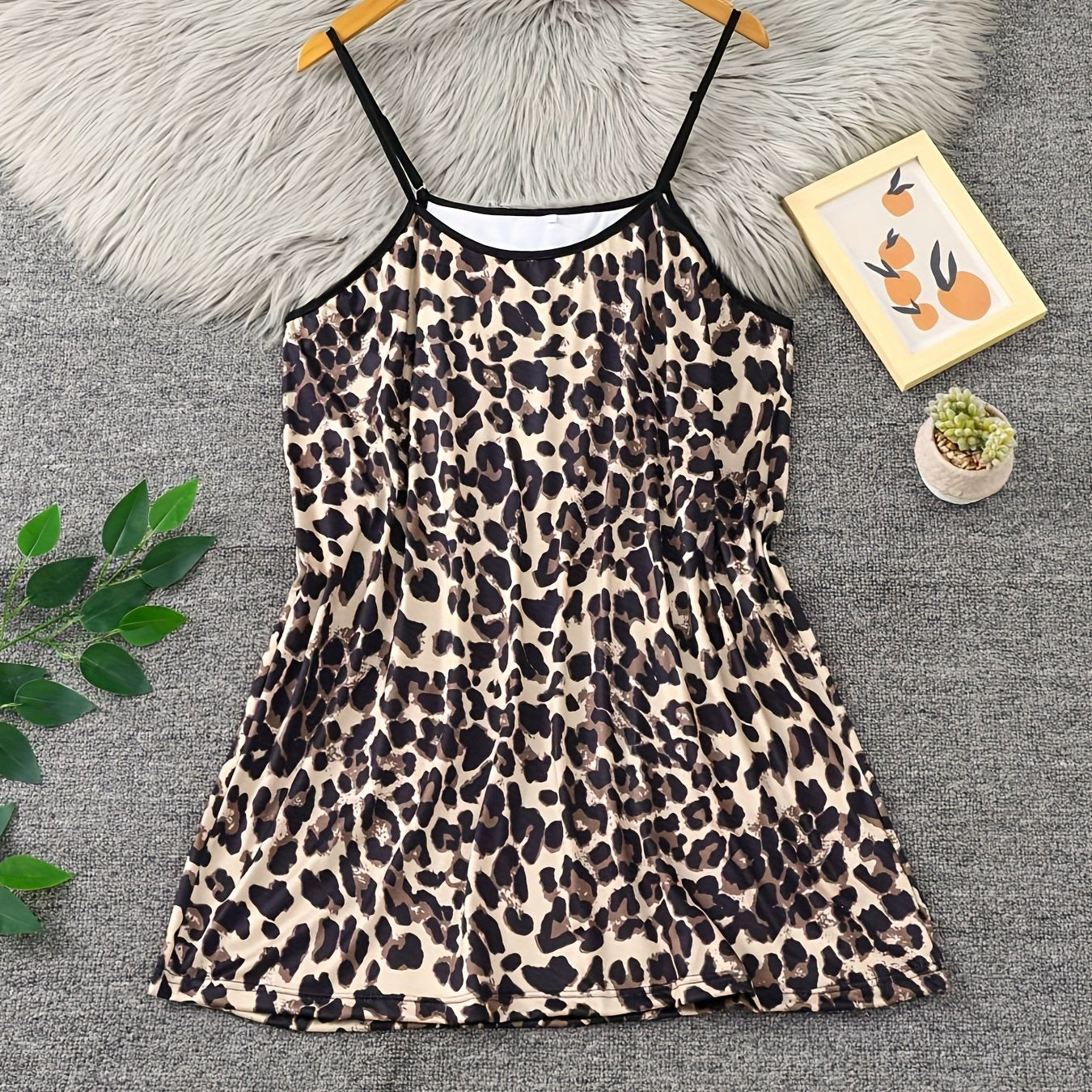 Leopard Print Satin Cami Nightdress