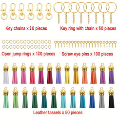 350pcs DIY Keychain Fringe Set for Crafts Christmas Halloween