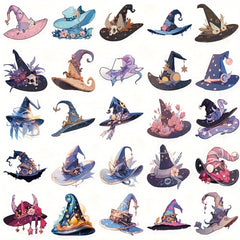 50pcs Cartoon Magic Hat Stickers for Guitar, Skateboard, Helmet