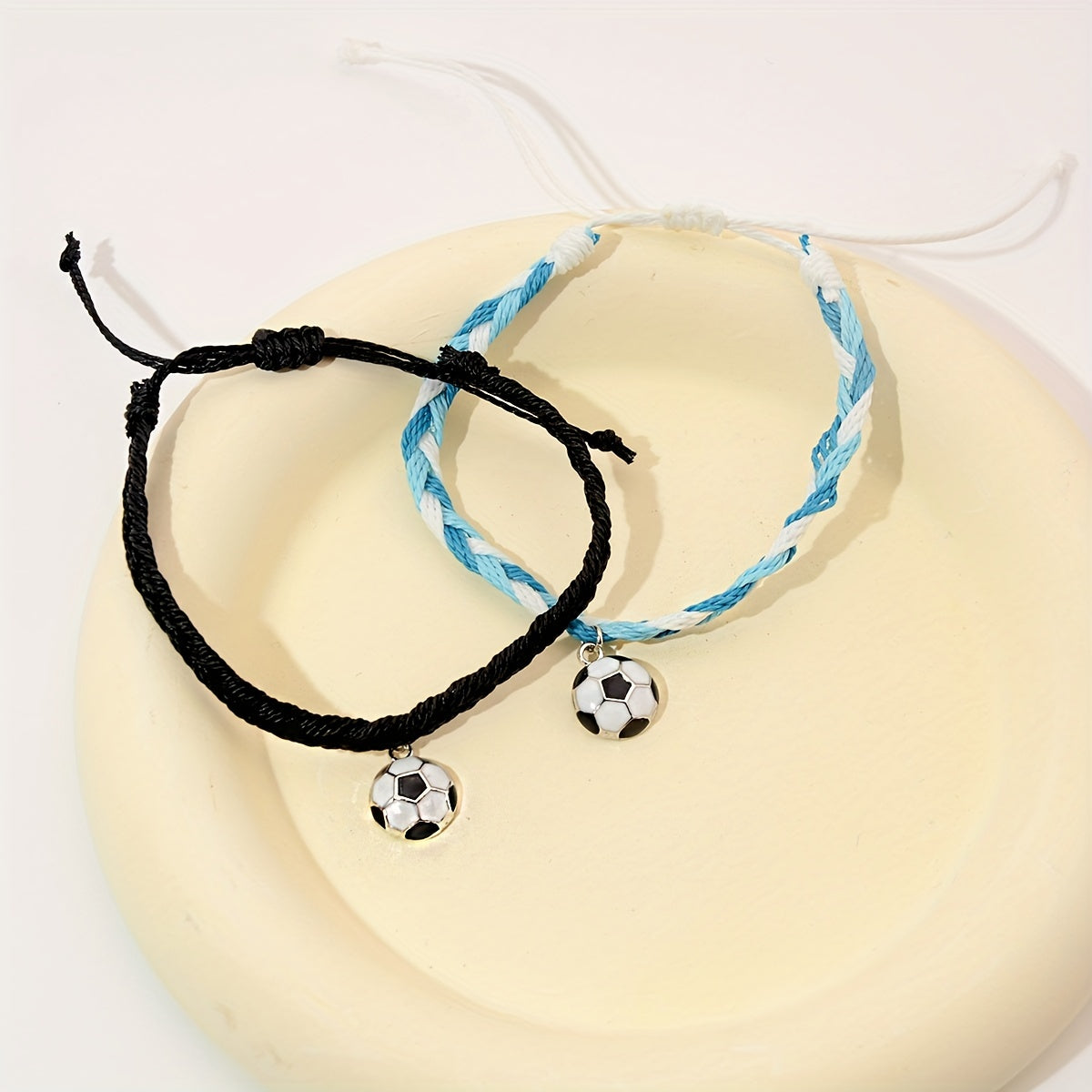 Soccer Charm Bracelets Set Adjustable Wristbands Football Favors Gift for Kids