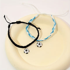 Soccer Charm Bracelets Set Adjustable Wristbands Football Favors Gift for Kids