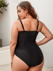 Vacay Swimsuit Solid Ruched Lace One Piece Bathing Suit