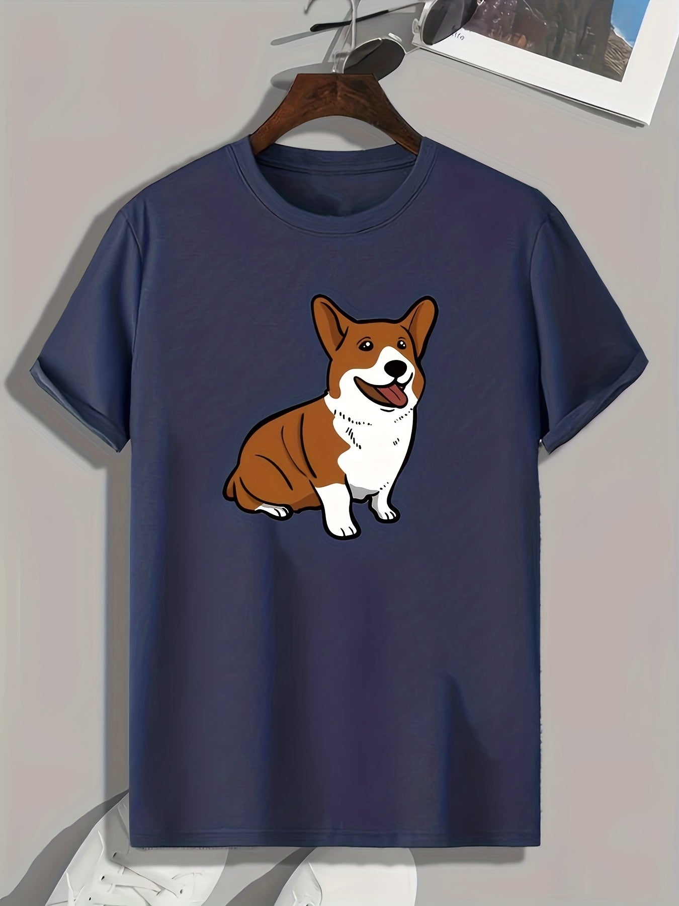 Corgi Print Men's Sports T-Shirt for Fitness, Summer Outdoor Wear - Gift for Men