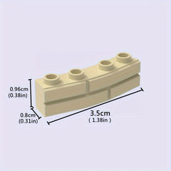 9pcs Building Block Set Khaki Curved Wall Tiles & Lattice Bricks